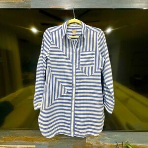 Chico's Navy and White Striped Shirt